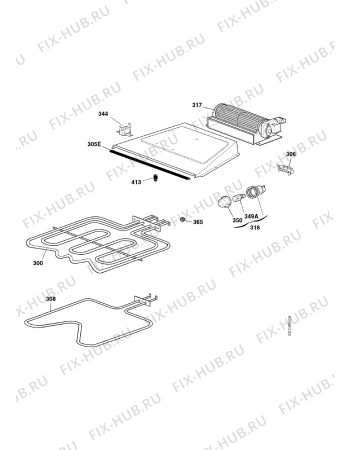 Взрыв-схема плиты (духовки) Husqvarna Electrolux QCE530W - Схема узла Functional parts